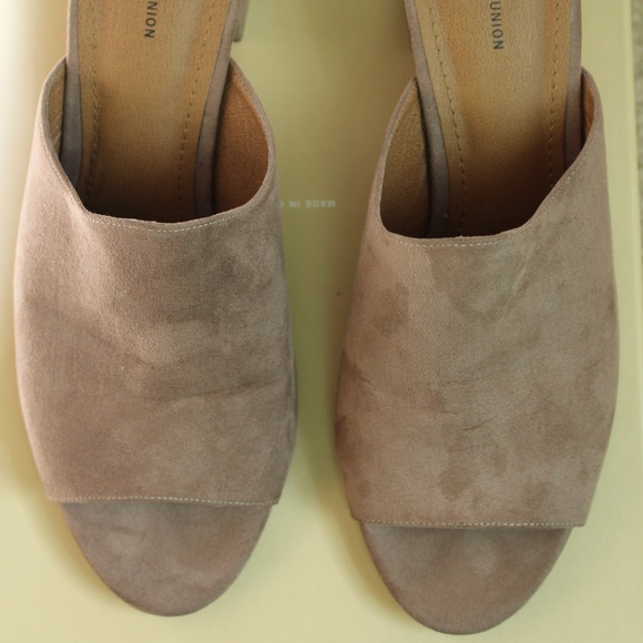 Suede Peep Toe Heel Slip On Mules Chunky Suede Shoes Size 10 - Picture 8 of 8
